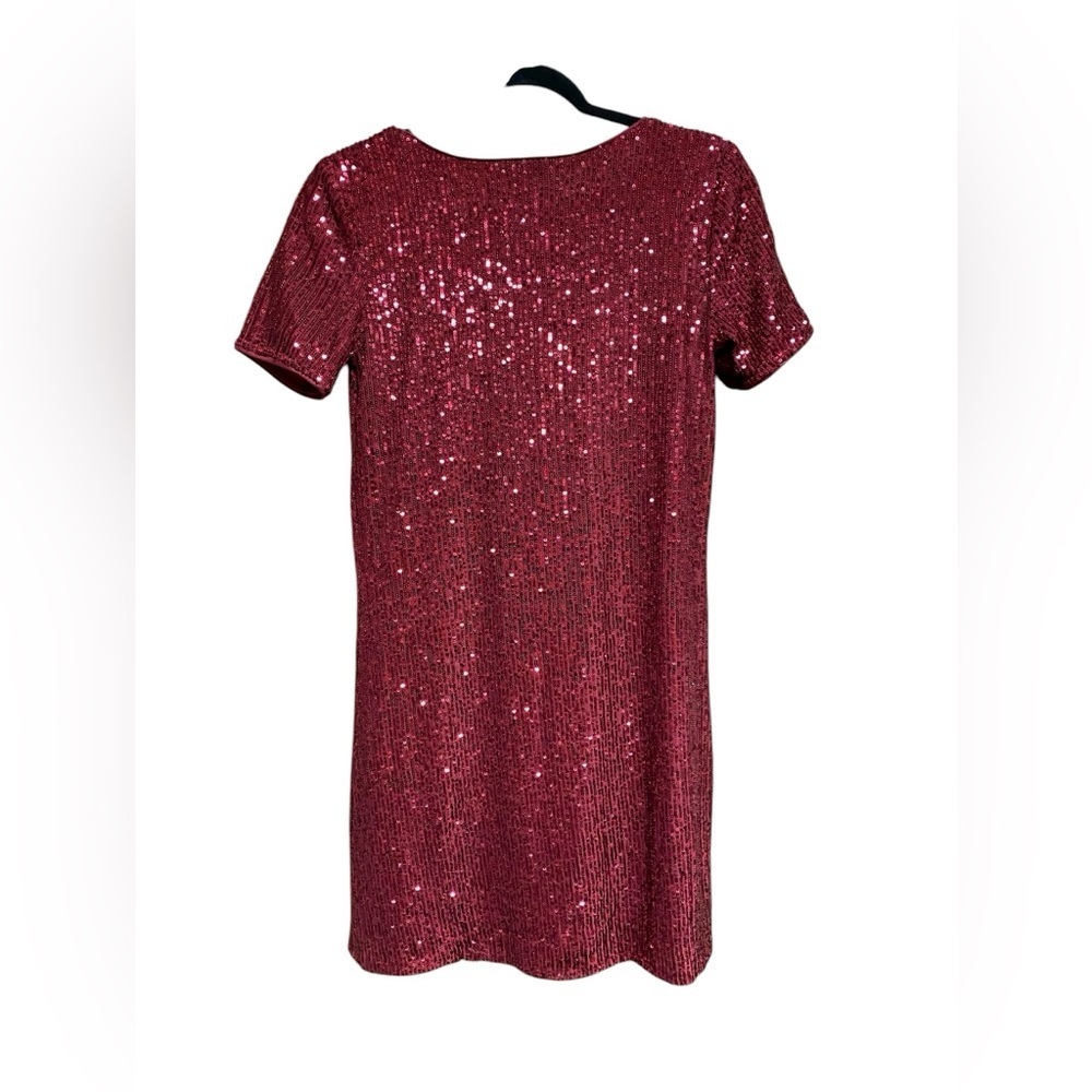 Vince Camuto Sequin Dress Women’s SZ S Deep Red Short Sleeve Party Cocktail - Picture 3 of 7